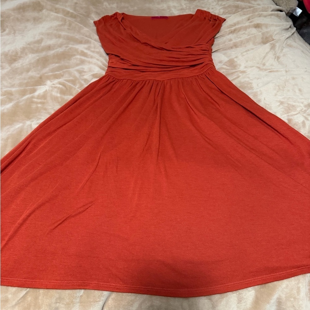 Anthropologie Velvet Brand Knit Rust Fit N Flare Dress Travel Small Women’s